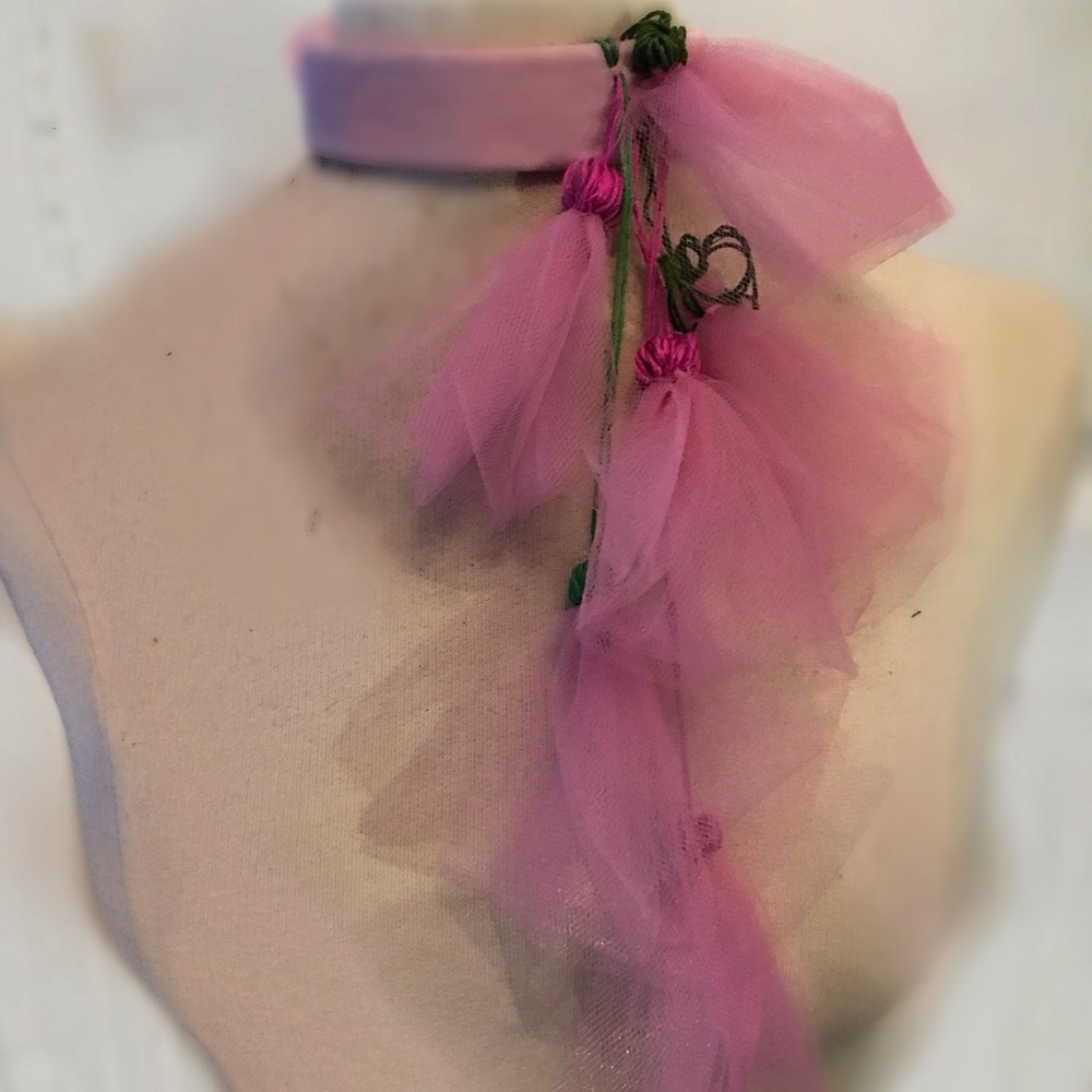 1 of a kind pink tulle choker